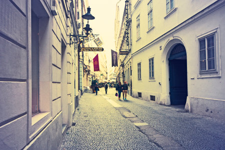 Street Annagasse in old town, Vienna, Austriaのeditorial素材