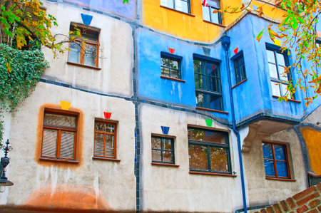 Hundertwasser Haus in Vienna, Austria. The iconic building was finished in 1985 and is one of finest examples of expressionist architecture.のeditorial素材