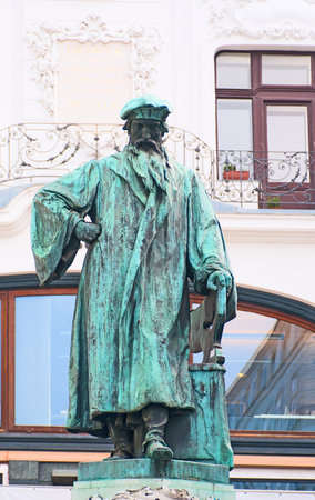 Johannes Gutenberg memorial in Vienna, Austria. It was open in 1897. Sculptors by Jerzy Plecnik and Othmar Shimkovitsのeditorial素材