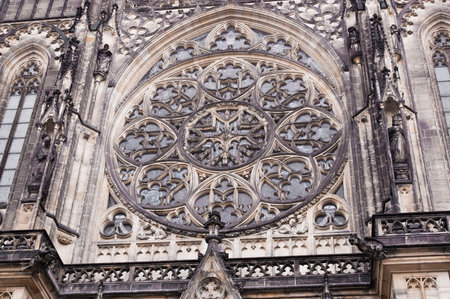 PRAGUE, CZECH REPUBLIC - NOVEMBER 03, 2014: Detail of Saint Vitus Cathedral in Prague. Construction...