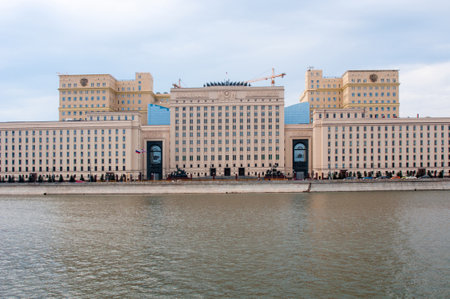 The Russian Defense Ministry located on Frunze Embankment in Moscowのeditorial素材