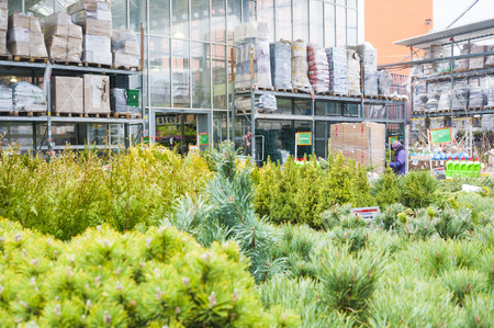 The OBI trade center in Moscow city, area sales of garden tools.の写真素材