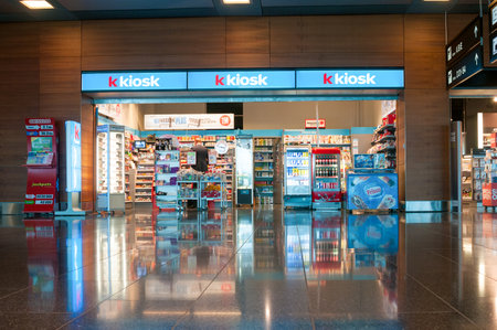 ZURICH, SWITZERLAND - JULY 29, 2015: Duty free shop in Zurich Airport, Switzerlandのeditorial素材