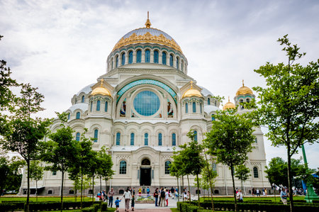 ST. PETERSBURG, RUSSIA - JULY 25, 2015:  The Naval cathedral of Saint Nicholas in Kronstadt, Russiaのeditorial素材