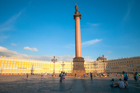 ST. PETERSBURG, RUSSIA - JULY 26, 2015: Alexander Column on Palace Square in St. Petersburg, Russiaのeditorial素材
