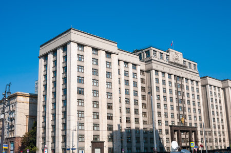 MOSCOW, RUSSIA - OCTOBER 06, 2015: The building of State Duma of the Russian Federation in Moscow, Russiaのeditorial素材