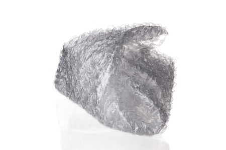 Crumpled plastic package closeupの写真素材