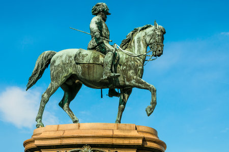 VIENNA, AUSTRIA - APRIL 24, 2016: Statue of Emperor Franz Joseph I front of Albertina in center of Viennaのeditorial素材