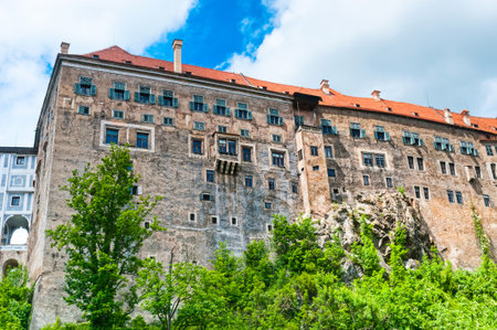 Medieval castle on a hill in Cesky Krumlov, Czech Republicのeditorial素材