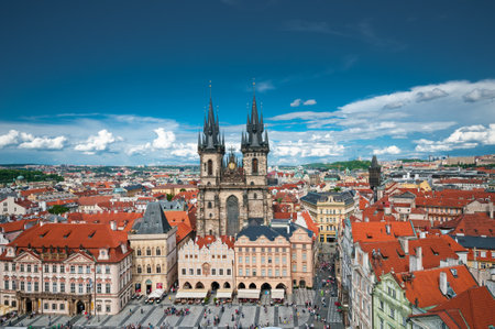 PRAGUE, CZECH REPUBLIC - JUNE 21, 2016:  Old Town Square and Church Of Our Lady Before Tynのeditorial素材