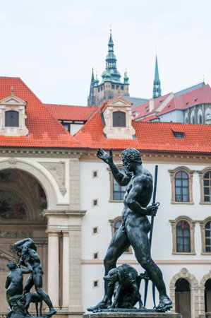 PRAGUE, CZECH REPUBLIC - JUNE 20, 2016: Mythical sculpture in garden of the Wallenstein Palaceのeditorial素材