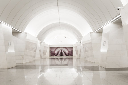 MOSCOW, RUSSIA - NOVEMBER 05, 2016:  Interior of metro station Petrovsko-Razumovskaya in Moscow,...