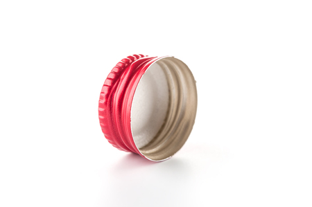 Red bottle cork on white backgroundの写真素材