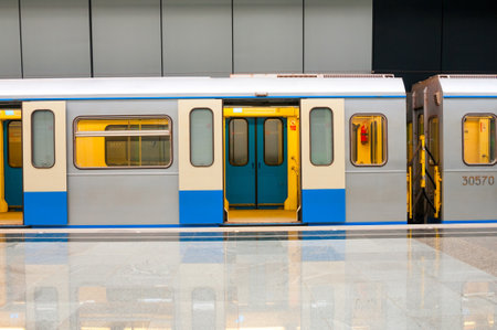Subway train at metro stationのeditorial素材