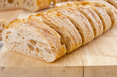 Sliced french baguette closeup