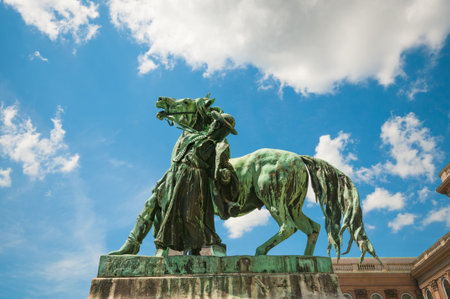 Statue of the Csikos at Buda Royal Palace in Budapest, Hungaryのeditorial素材