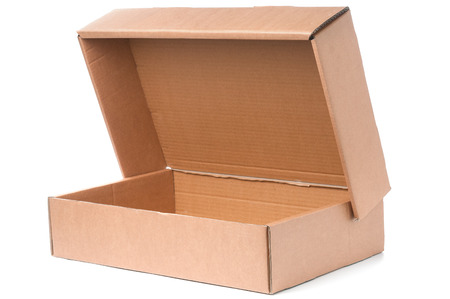 Cardboard box isolated on white backgroundの写真素材