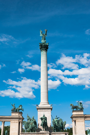 Millennium monument at the Heroes Square in Budapest, Hungaryの写真素材