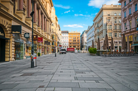 VIENNA, AUSTRIA - JUNE 06, 2017: Graben street and boutique shops in center cityのeditorial素材
