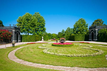 Flower garden in the Schonbrunn Palace in Vienna, Austriaのeditorial素材