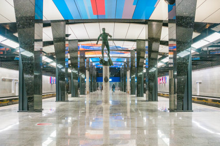 MOSCOW, RUSSIA - MARCH 09, 2018: Interior of metro station CSKAのeditorial素材