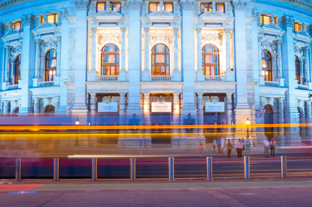 VIENNA, AUSTRIA - JUNE 11, 2018: The Burgtheater (Imperial Court Theater) at night