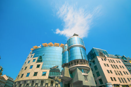 VIENNA, AUSTRIA - JUNE 17, 2018: Haas Haus building on Stephansplatz. The building designed by Hans Holleinのeditorial素材