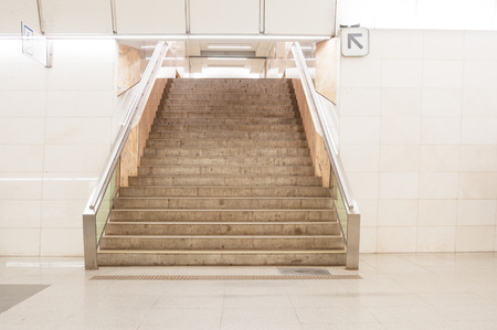 Interior of subway station with stairwayの写真素材