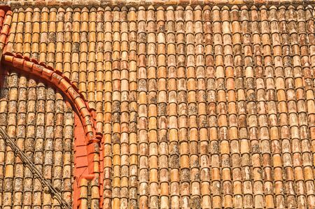 Old tile roof close upの写真素材