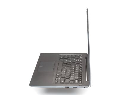 View side of laptop computer on white background