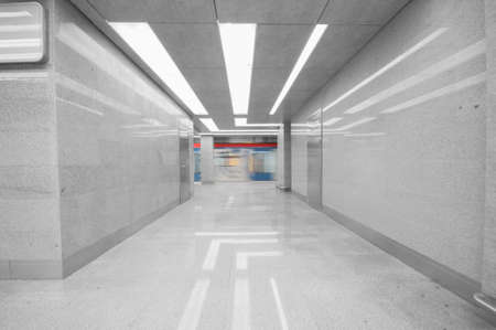Corridor and exit to the subway station platformの写真素材
