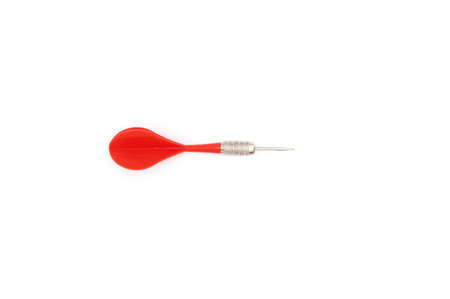 Red dart stuck isolated on white background