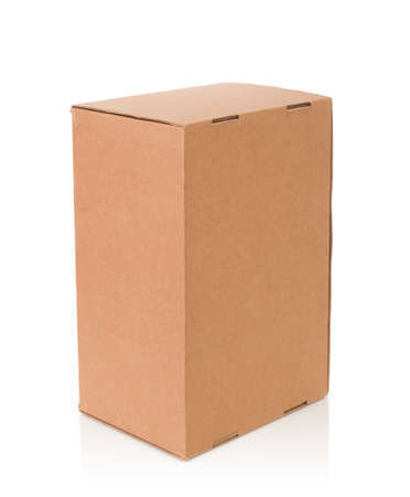 Closed cardboard box isolated on white background