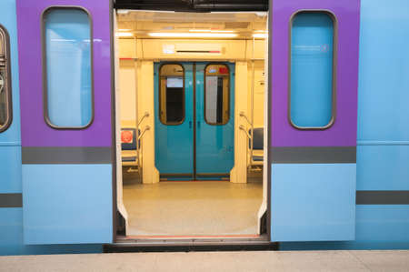 Subway train with opening doors on the platform