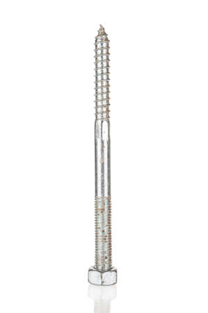 Metal dowel close up on white backgroundの写真素材