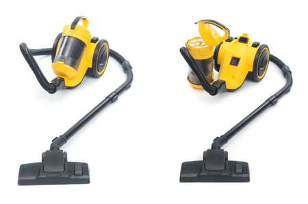 Two vacuum cleaners isolated on a white backgroundの写真素材