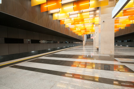 Moscow, Russia - May 06, 2022: Interior of the subway station Novatorskayaのeditorial素材