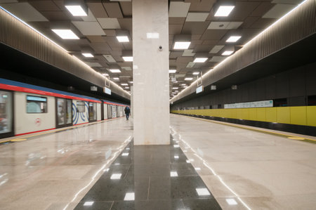 Moscow, Russia - May 06, 2022: Interior of the subway station Zyuzinoのeditorial素材