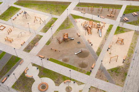 View above on playground in the yardの写真素材