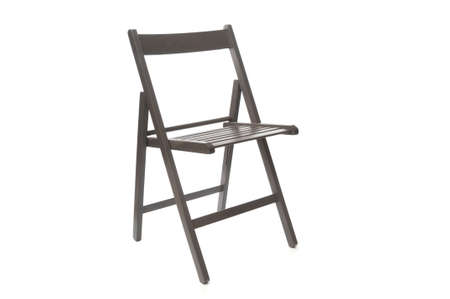 Modern wooden chair close up on white backgroundの写真素材