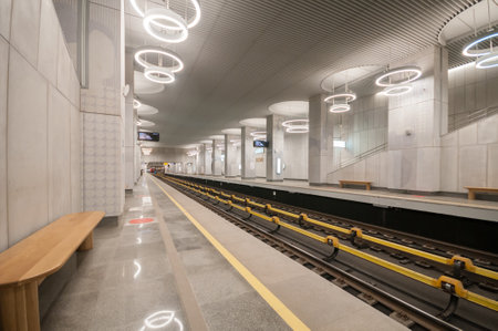 Moscow, Russia - May 06, 2022: Interior of the subway station Terekhovoのeditorial素材
