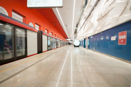 Moscow, Russia - May 06, 2022: Interior of the subway station Davydkovoのeditorial素材