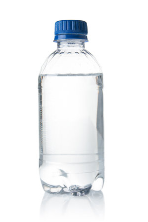 Pure water in plastic bottle on a white backgroundの写真素材