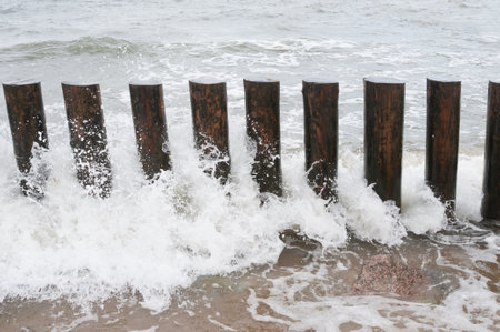 Sea waves on a sand beachの写真素材