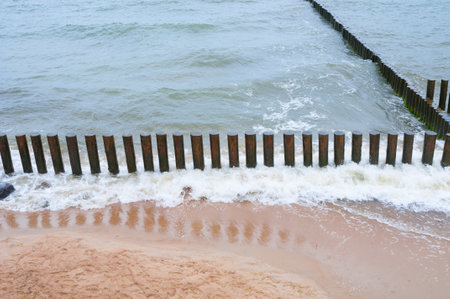Sea waves on a sand beachの写真素材