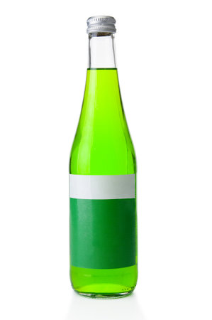 Soda estragon bottle isolated on a white backgroundの写真素材