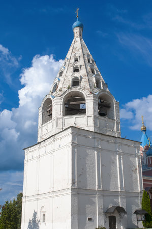External view of Bell Tower Cathedral of Assumption in Kolomna, Russia in summertimeの写真素材