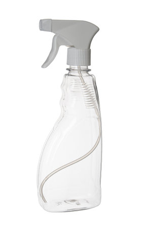 Transparent plastic water sprayer on white backgroundの写真素材