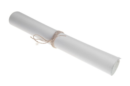Scroll of paper isolated on a white backgroundの写真素材