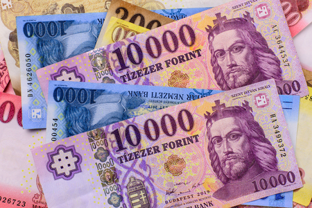 Different Hungarian banknotes, 1-10 thousand HUF. Europe Hungary.の写真素材